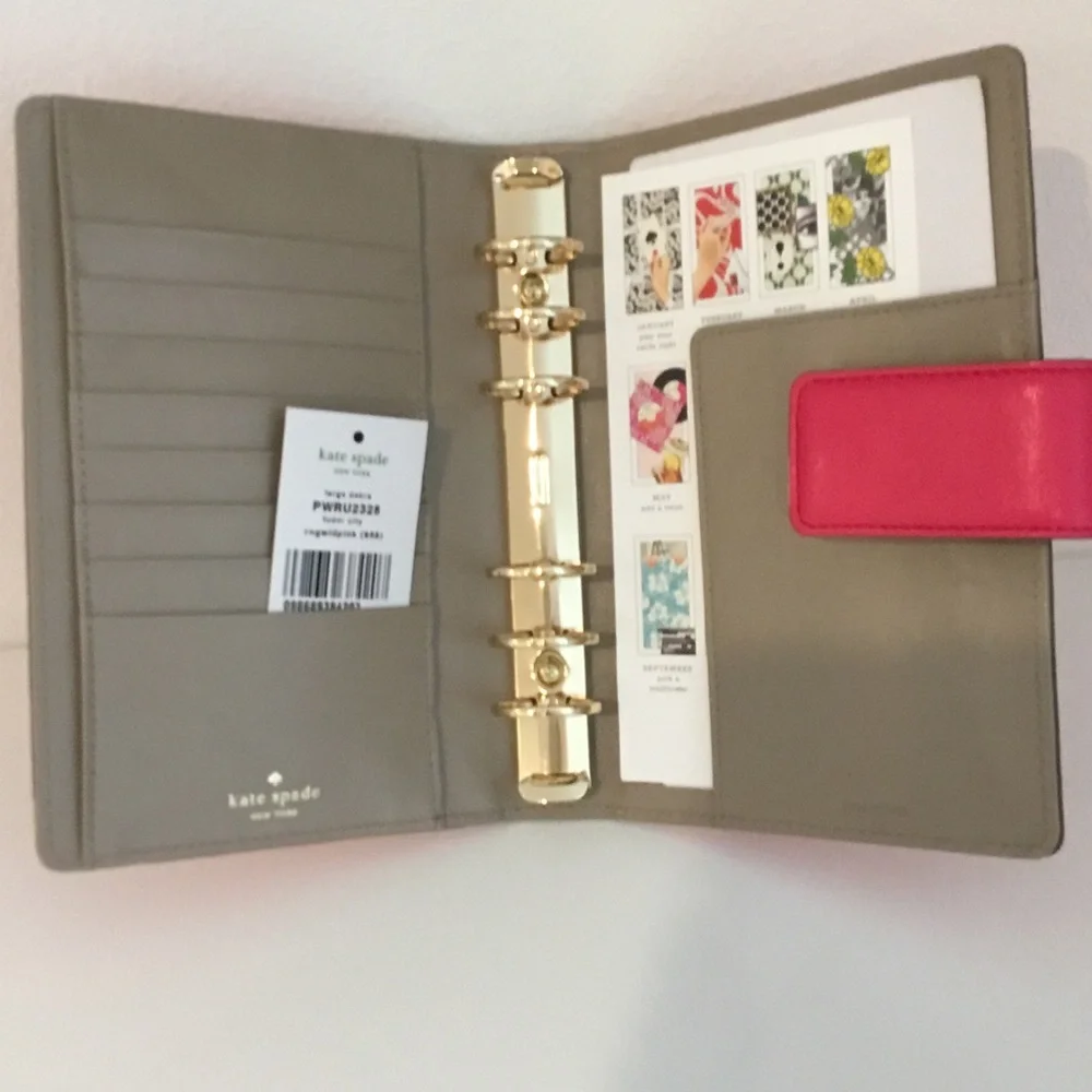 New kate spade Hot Pink Leather Planner with Snap Closure